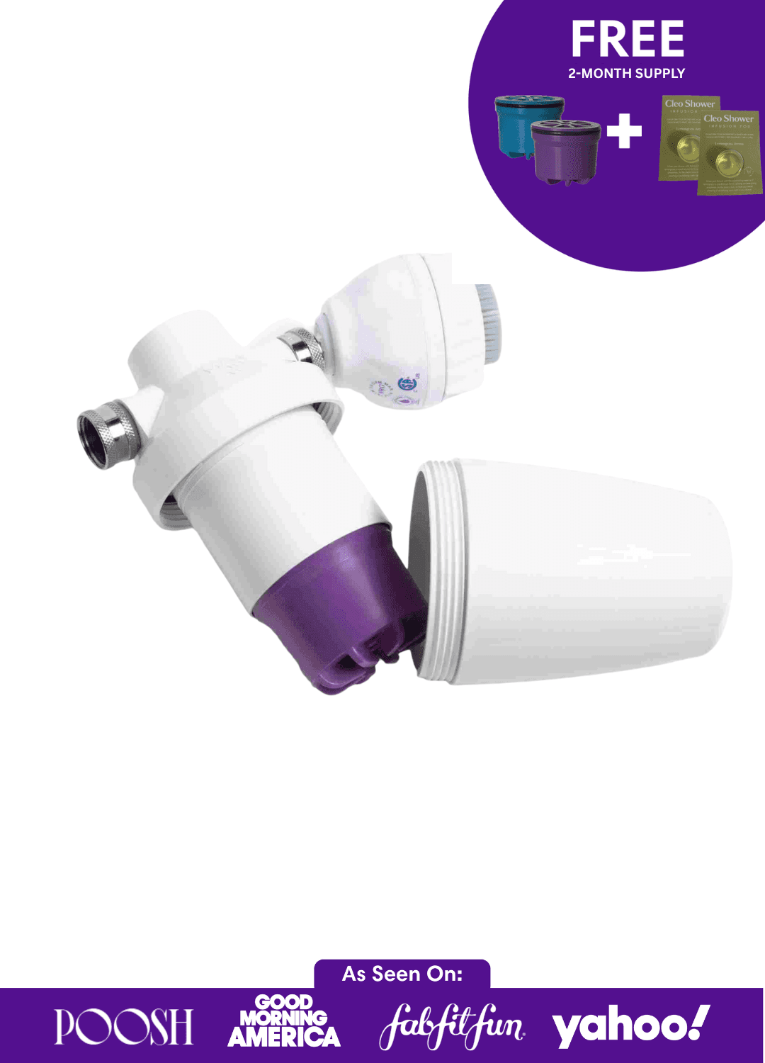Cleo+ Shower Filter with 2-month supply of filter pods